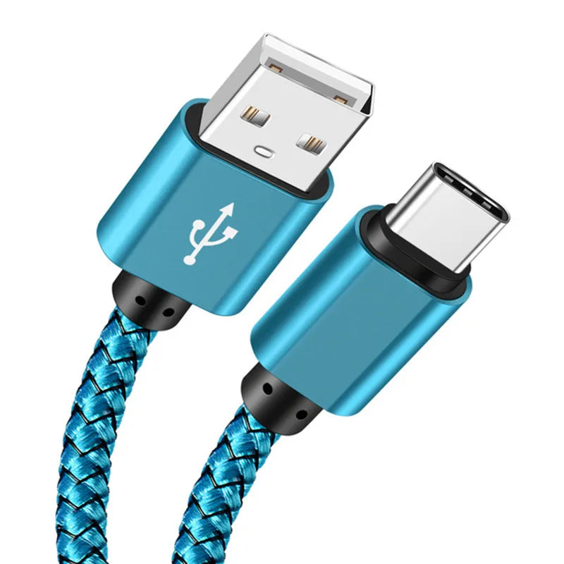 USB A to Type C 2.4A Charging Cable Nylon Data Cable For Samsung Huawei Android phone Braided TypeC Charging Device 1M 2M 3M