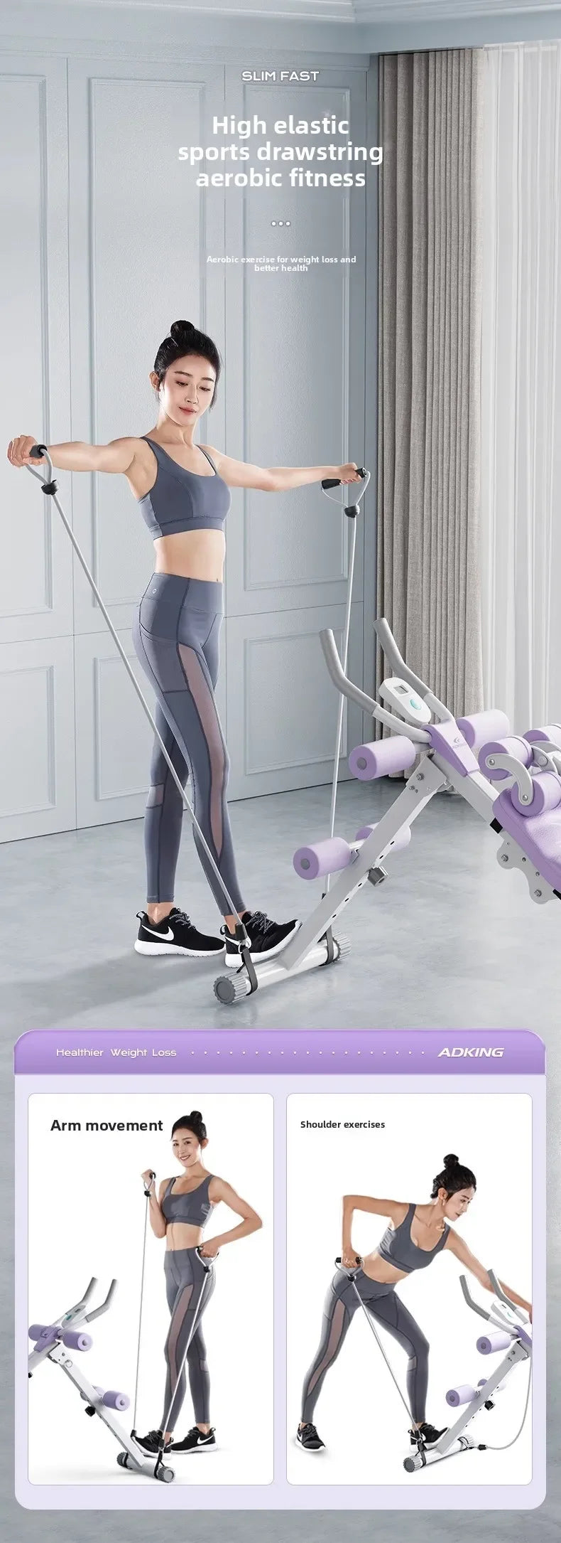 Fitness Body Shaping Machine Multifunctional Home Gym  Abdominal Waist Trainer Knee-Friendly Sliding Rail for Core & Leg Workout