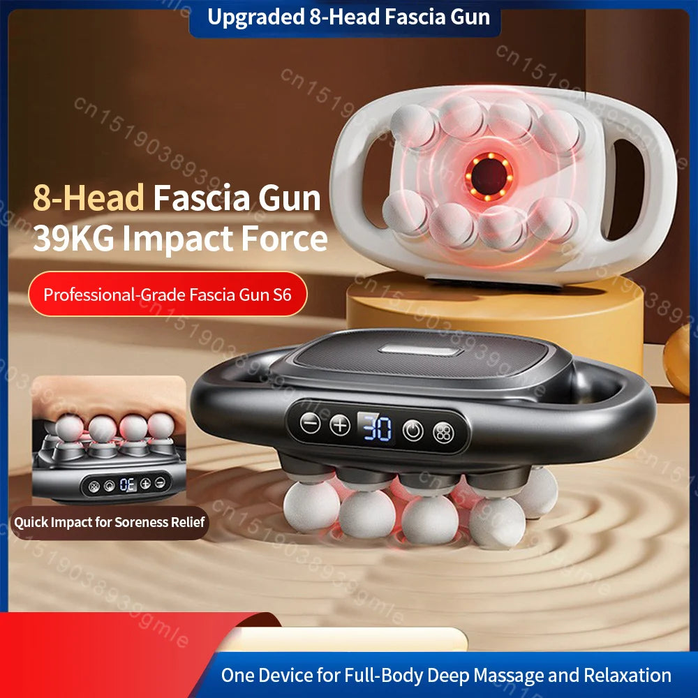 Fascia Gun 8 Heads Massage Gun Muscle Relaxation Electric Massager Body Massage Deep Tissue Muscle Relief Back Leg Neck