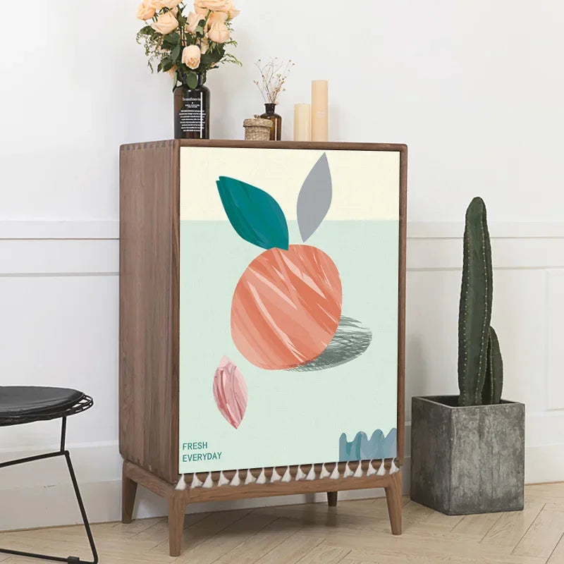 Sunflower Cactus Plant Cabinet Curtains Punch-free Nordic Half-curtain Dust Cover for Shoe Shelf Kitchen Storage Shelf Curtains