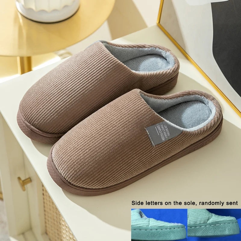 Thick Sole Home Indoor Outside Men And Women Couples Winter Household Warm Fluffy Slippers High Heels Plush Cotton Shoes Ladies