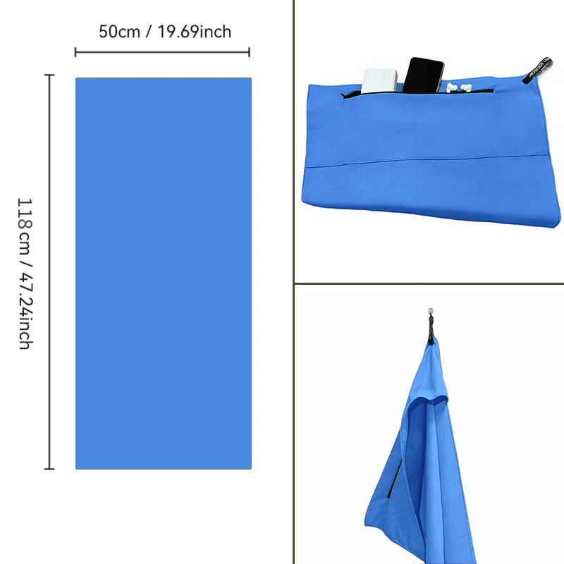 Fitness Training Towel  Zipper Pocket  Fast Drying Absorbent Holds Phone/Keys  CrossFit Gym Workout Lifting Exercise Sports Mult