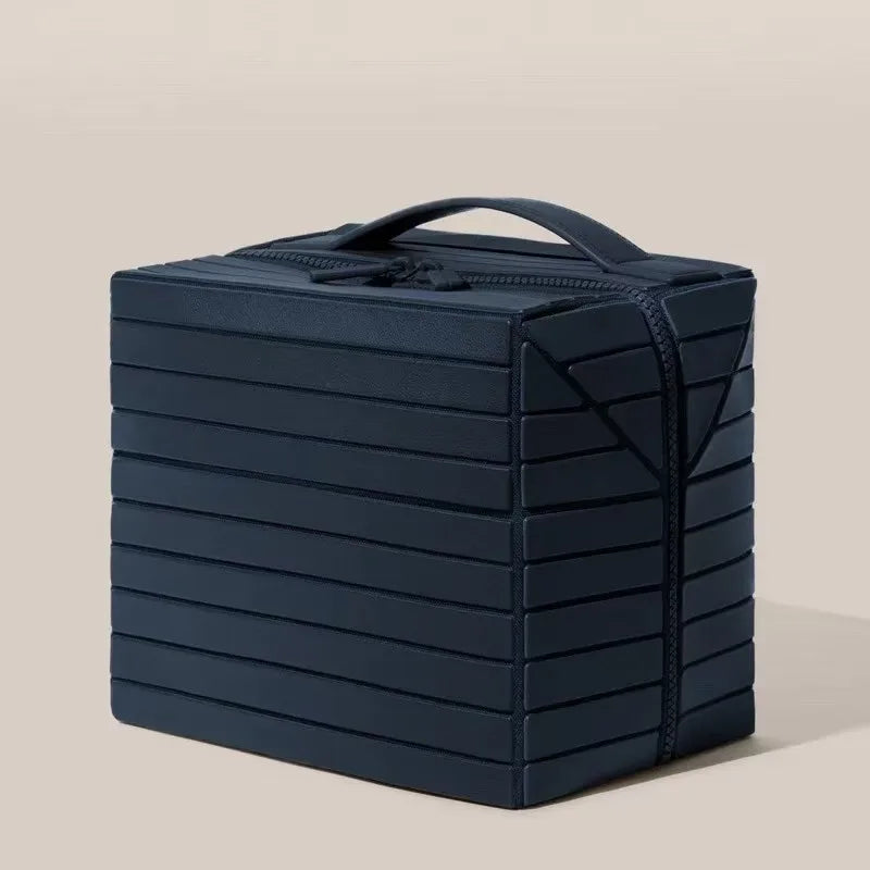 Striped 3D Makeup Bag – European-Style Waterproof Travel Handbag