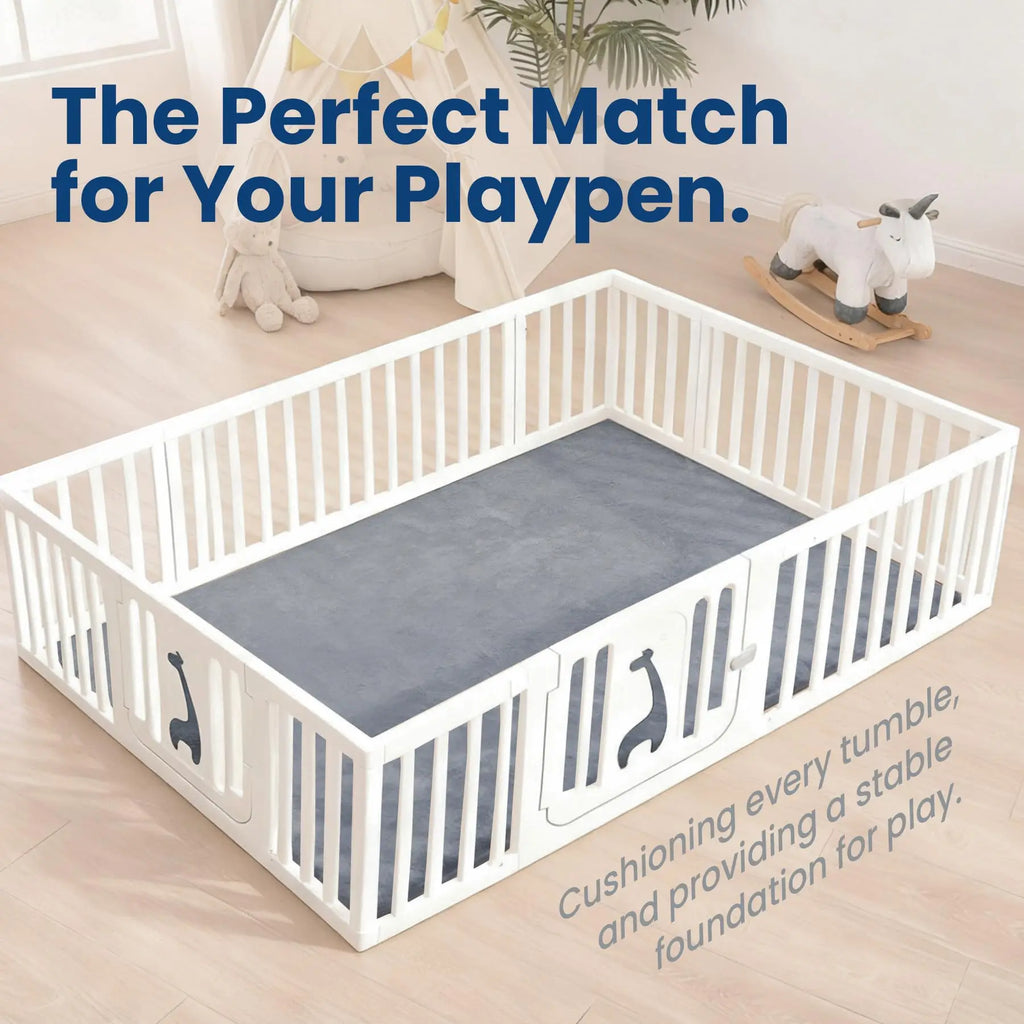 Gray Memory Foam Baby Play Mat for Playpen Thick Large Crawling Mat for Floor Soft Velvet Non-Slip for Kids Playroom Mat Rug