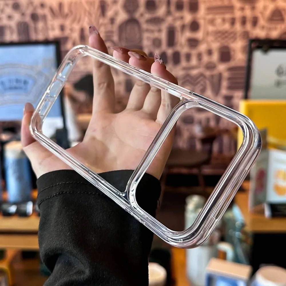 Luxury Clear Hard Acrylic Phone Case For iPhone 17 Air 16 15 14 13 12 11 Pro Max XS XR X Plus Soft Shockproof Bumper Cover