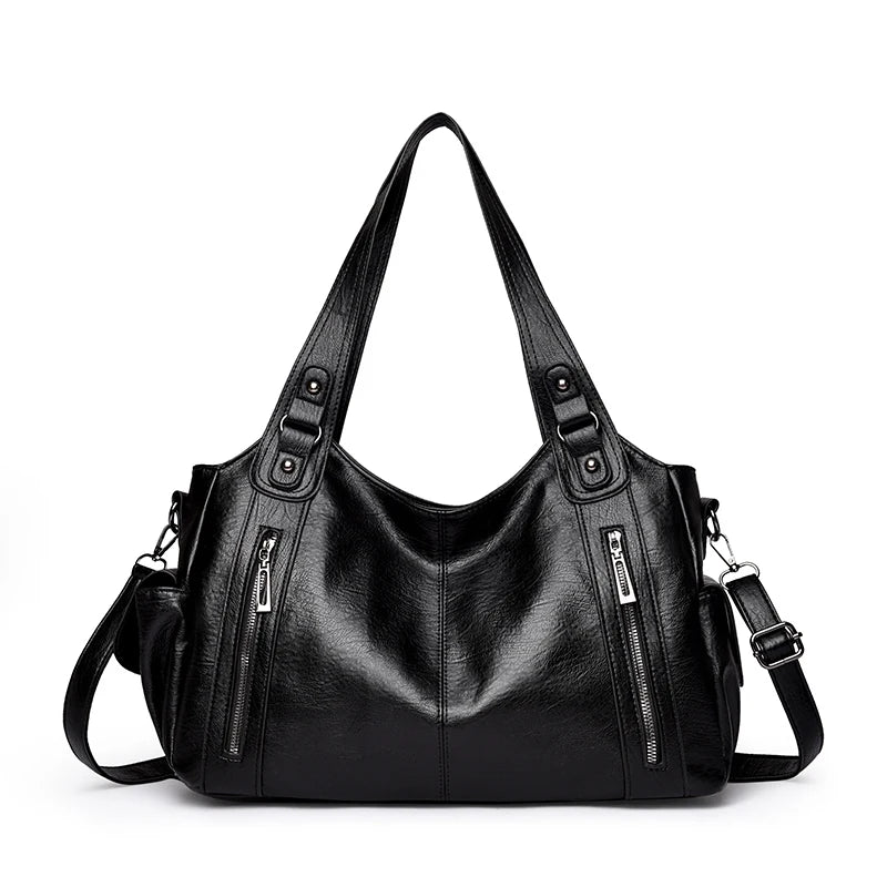 Pu shoulder bag fashionable temperament zipper opening design daily commuter handbag