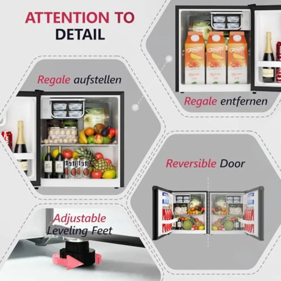 1.7 Cu.Ft Mini Fridge with Freezer Single Reversible Door Compact Refrigerator Adjustable Thermostat Energy Saving Mini Fridge