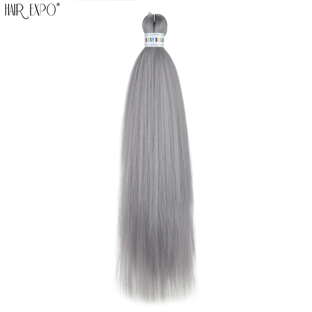 26Inch Easy Braids Hair Synthetic Colourful Pre Stretched Braiding Hair Extensions Jumbo Braids Ombre Yaki Long Straight Hair