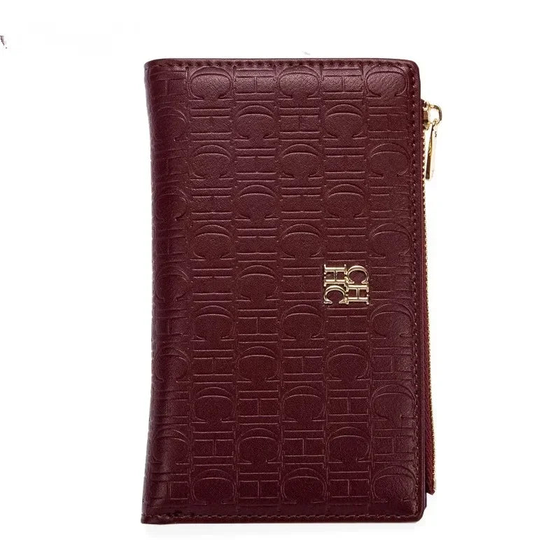 CH Luxury Wallet Card Leather Zipper Letter Printed Short Women's Handbag 2025 Trendy Coin Storage Bag
