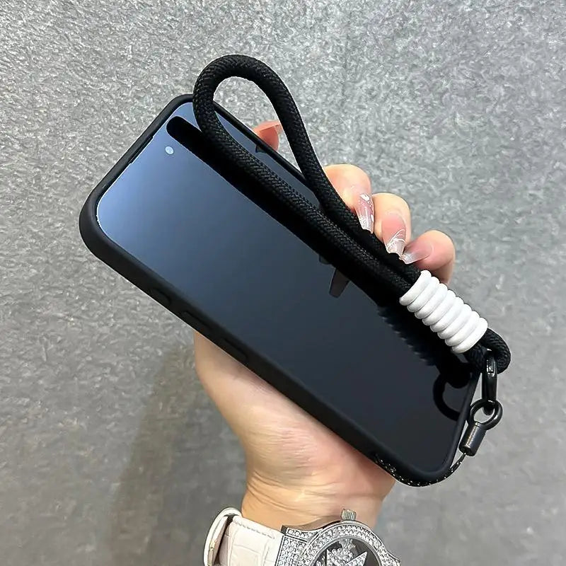 Luxury With Lanyard Clear For Magsafe Phone Case For iPhone 14 11 12 13 15 16 17Pro Max Shockproof Armour Wrist Strap Back Cover