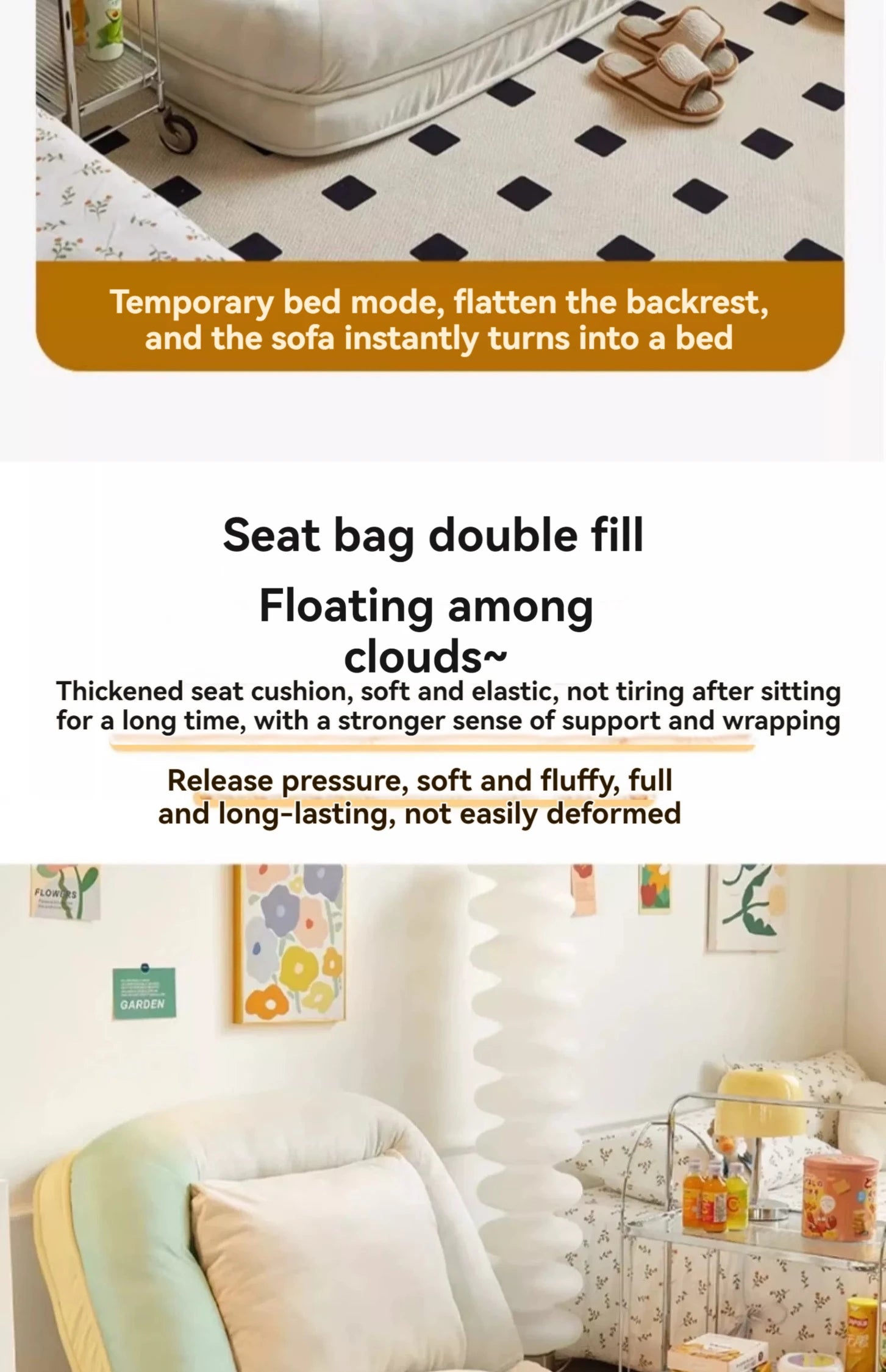 Human dog bed, lazy sofa, can lie down and sleep, internet celebrity tatami, foldable balcony, bedroom, small sofa,lounge chair