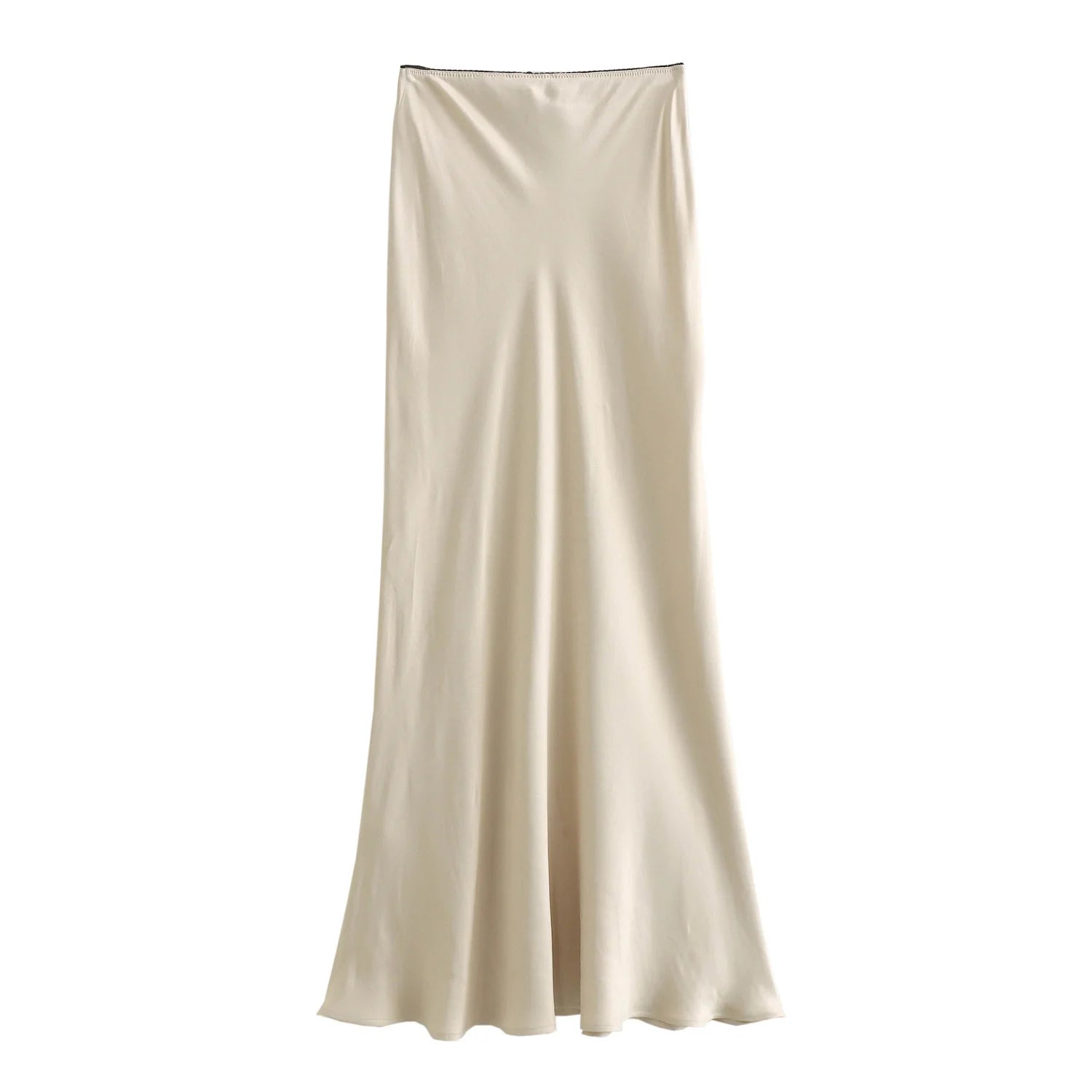 2026 Spring Women's Satin High-Waist A-Line Maxi Skirt with Bow Detail - Vintage Elegant Chic Fashion