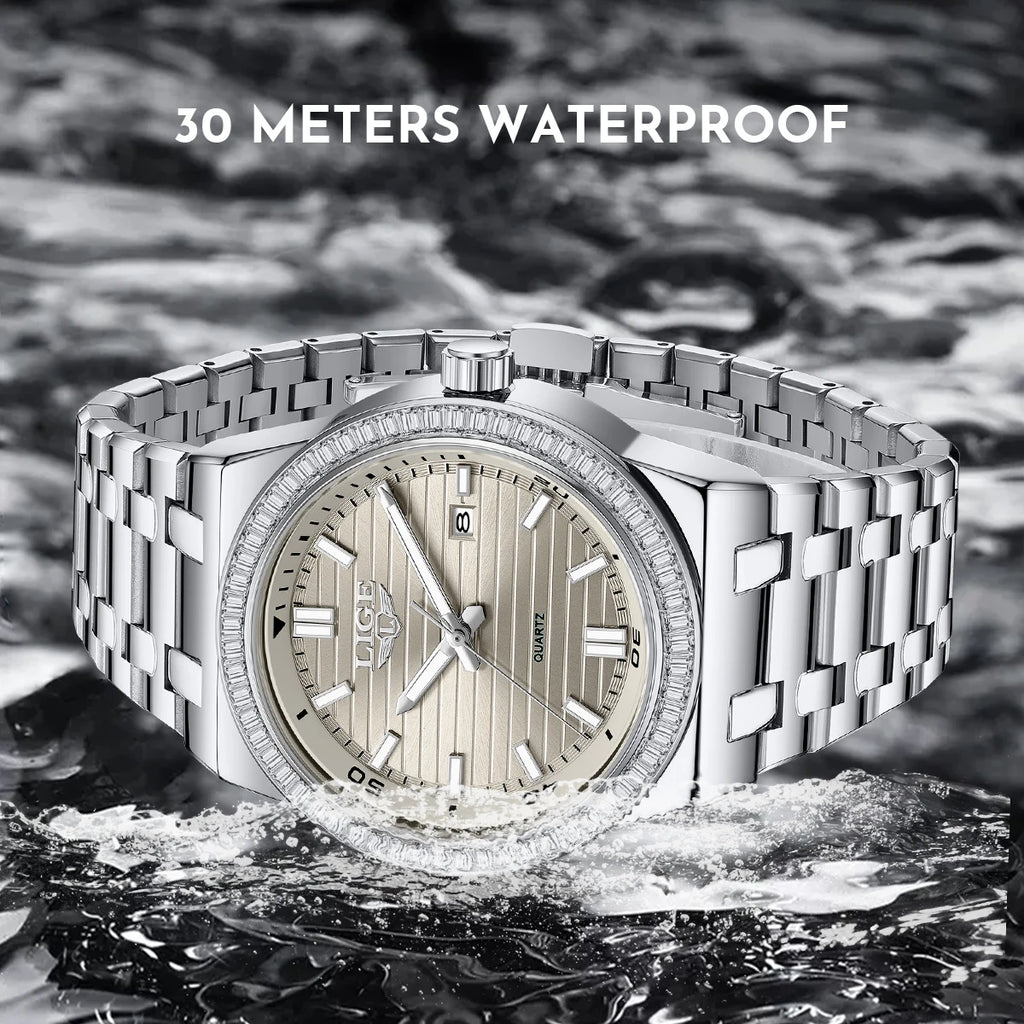 LIGE 2026 Women's Watch Elegant luxury fashion Ladies clock casual quartz wristwatch calendar vintage watches reloj de mujer+BOX