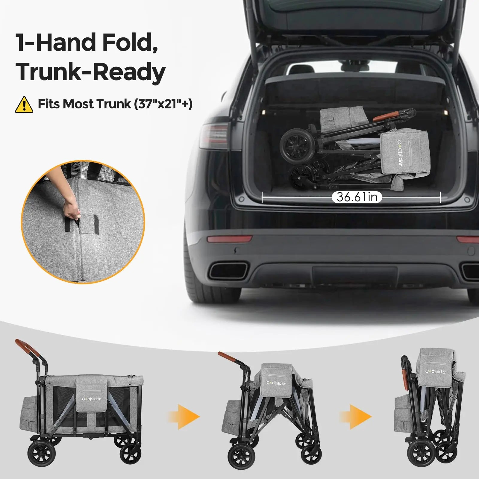 Foldable Two-Seater Baby Stroller with Detachable Sunshade & Storage