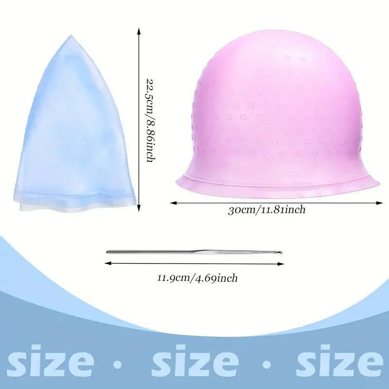 2pcs Reusable Silicone Hair Staining Cap Multicolor Hair Coloring Dye Cap with Hook Silicone Hair Coloring Cap for Home Salon