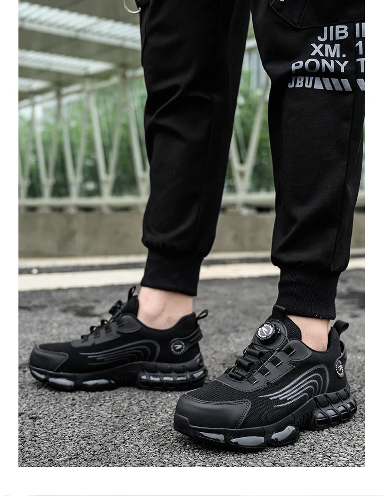 Rotary Buckle Work Safety Shoes For Men and Women Air Soft Sole Lightweight Protective Work Sneakers Men Breathable Boots