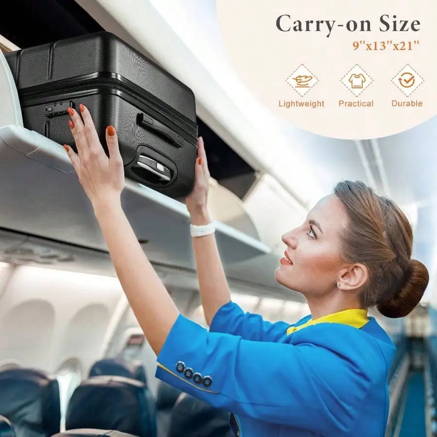 20″ Expandable Hardside Carry-On – TSA Lock, 8 Spinner Wheels (Black)