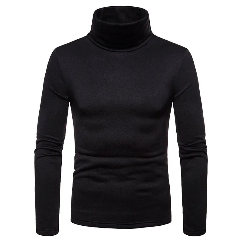 Autumn Winter Mens Turtleneck Sweaters Casual Thermal Long Sleeve Slim Fit Pullovers Stretch Basic Tops Sweatshirt Jumper TShirt