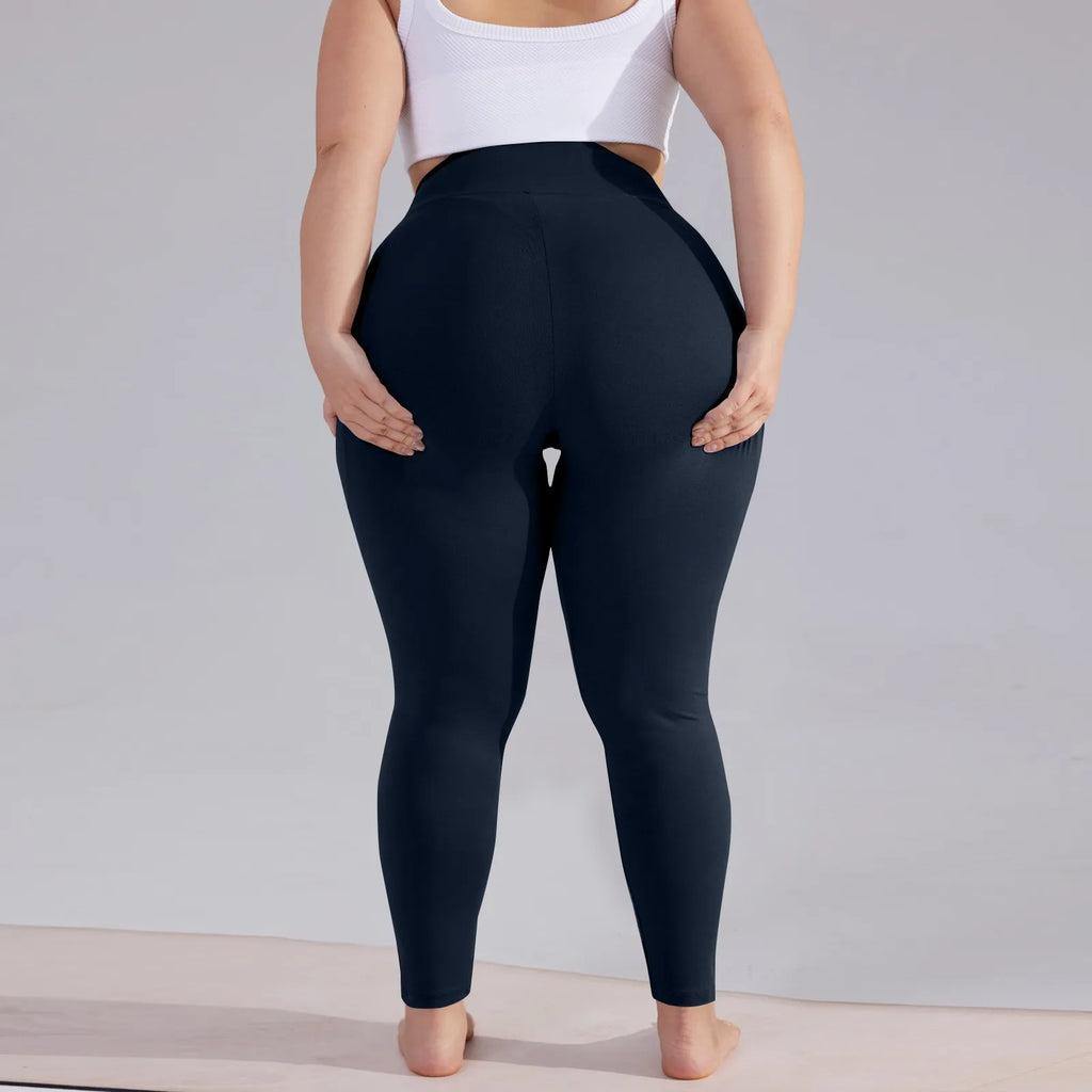 Plus Size Women’s High-Waisted Yoga Pants with Pockets – Hip Lift Athletic Leggings