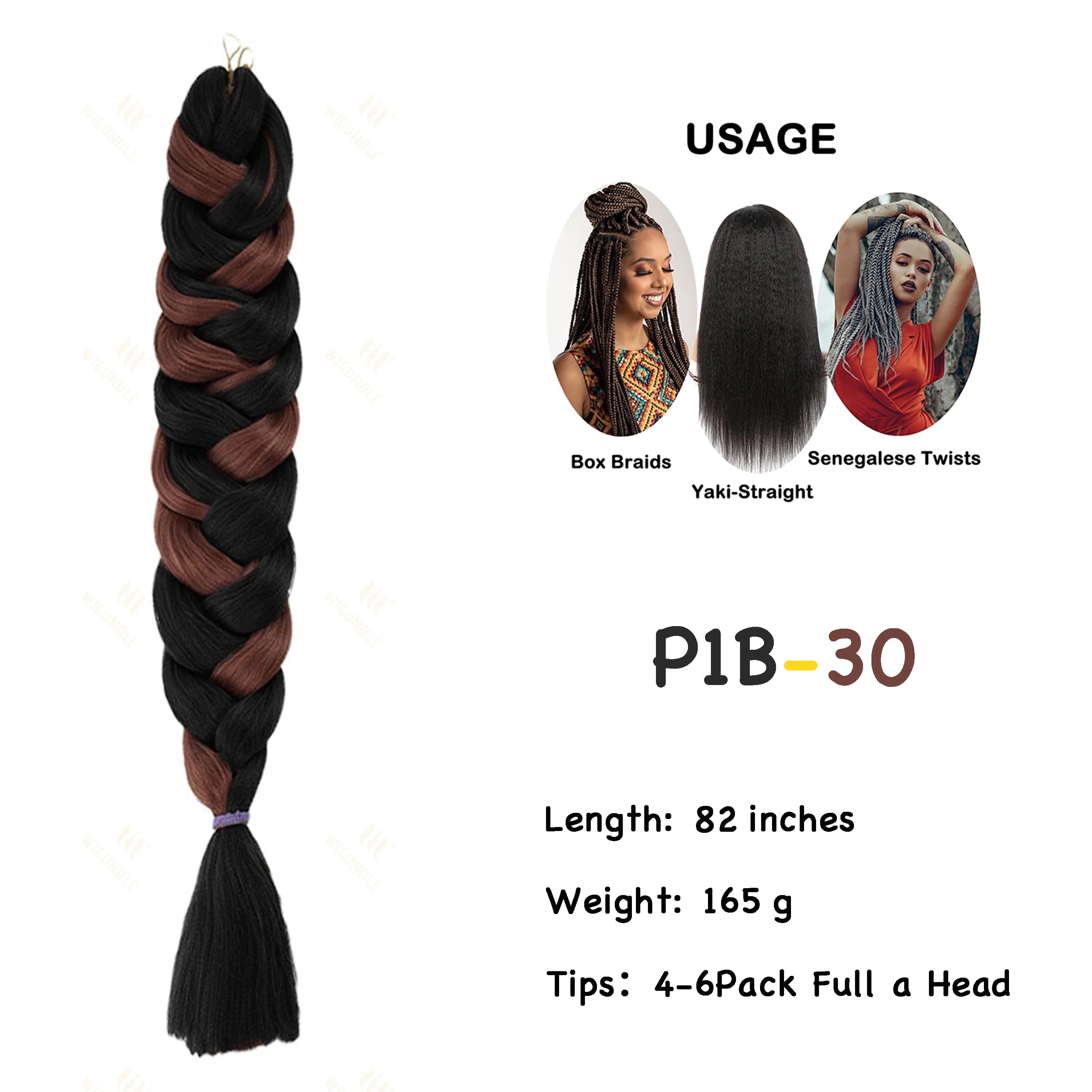 Wigundle Jumbo Braiding Hair Extension 82Inch High Temperature Synthetic Braid For Women Twist Box Braids Crochet Hair