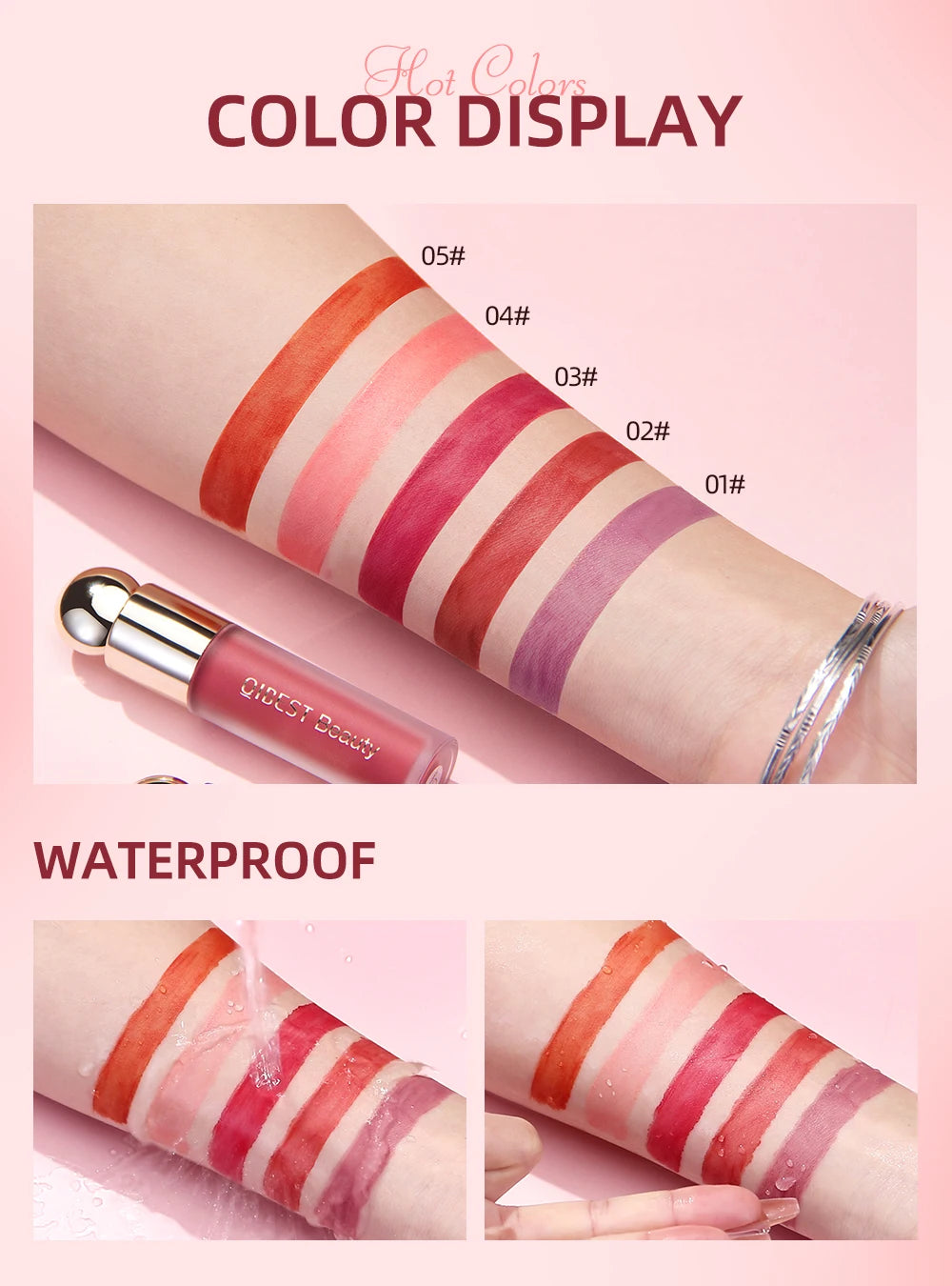 QIBEST Cushion-Applicator Liquid Blush (Waterproof, Soft-Matte)