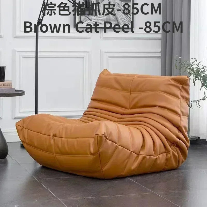 Single Casual Sofa Chair with Cat Scratch Leather Nordic Togo Lazy Caterpillar Sofa Bedroom Living Room Balcony Suede Sofa