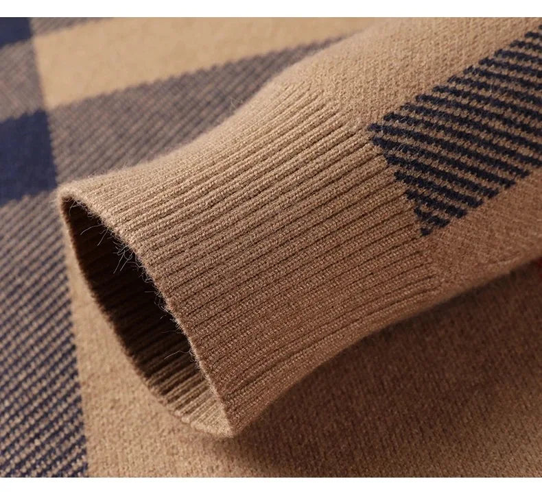 High end luxury pullover men autumn winter designer brand round neck striped wool sweater European fashion casual warm knitwear