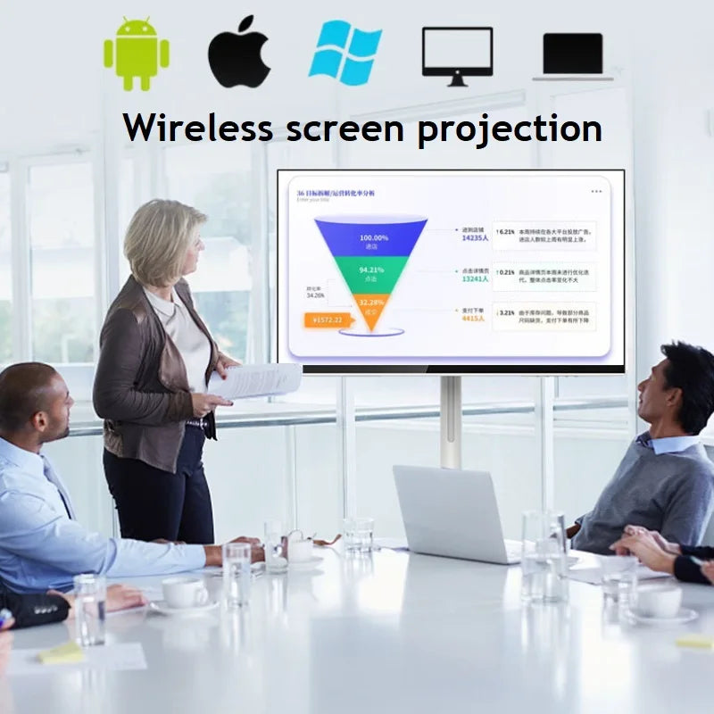 Touch Screen 32 Inch Android Smart TV Stand 10000mAH High-Battery 8+128G 4K UHD Device Rotatable Movable Monitor for Gym Live