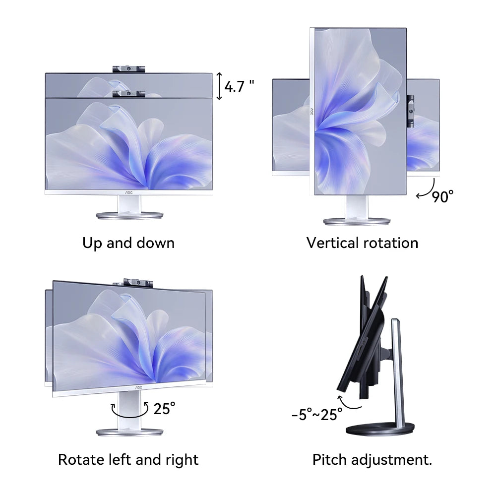 AOC 23.8″ All-in-One — Ryzen 5 5600G, 16GB RAM, 512GB SSD, Windows 11 Home, Wi-Fi, Adjustable Stand