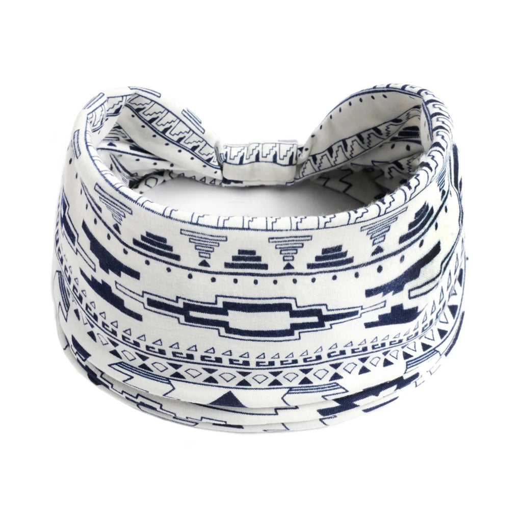 Boho Wide Knot Floral Cotton Headband | Stretch Turban Hair Scarf for Women