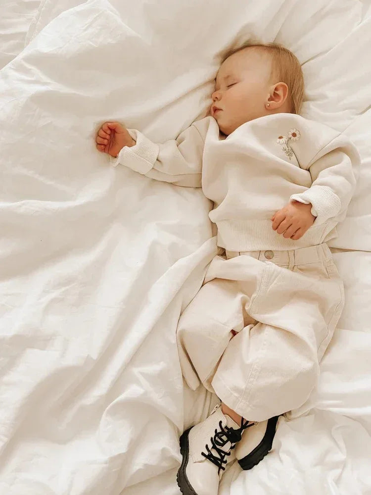 Autumn Winter Baby Girl Boy Clothes Set Embroidery Thicken Fleece Warm Sweatshirt Pant Boy Tracksuit Toddler Clothes Outfit 2Pcs