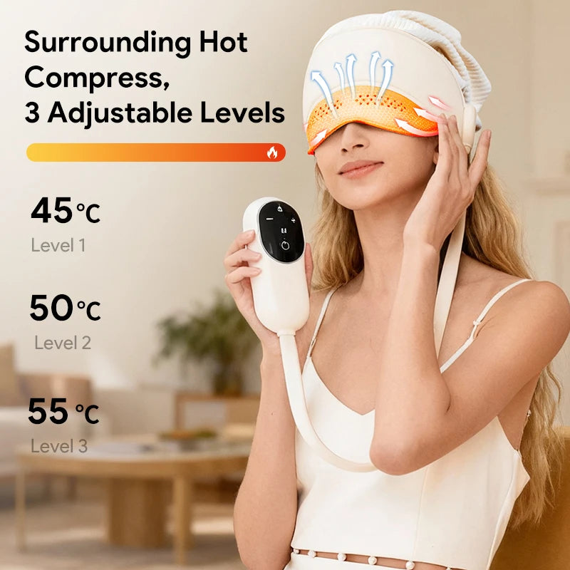 Graphene Heating Head Massager – Air Pressure & Eye Hot Compress for Relaxation & Better Sleep Relax Improve Sleep Stress Relief