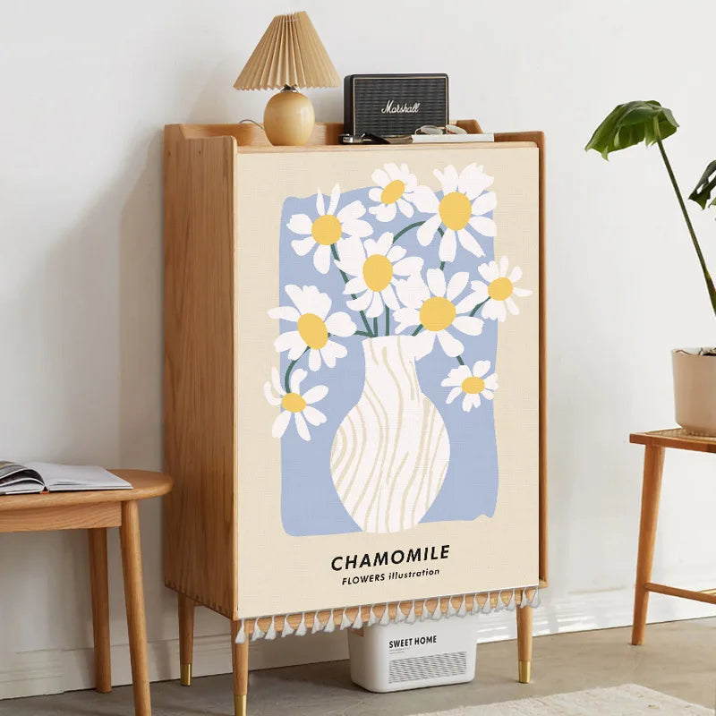 Nordic Style Flowers Plant Cabinet Short Curtains Punch-free Half-curtain Dust Cover for Shoe Shelf Kitchen Storage Curtains