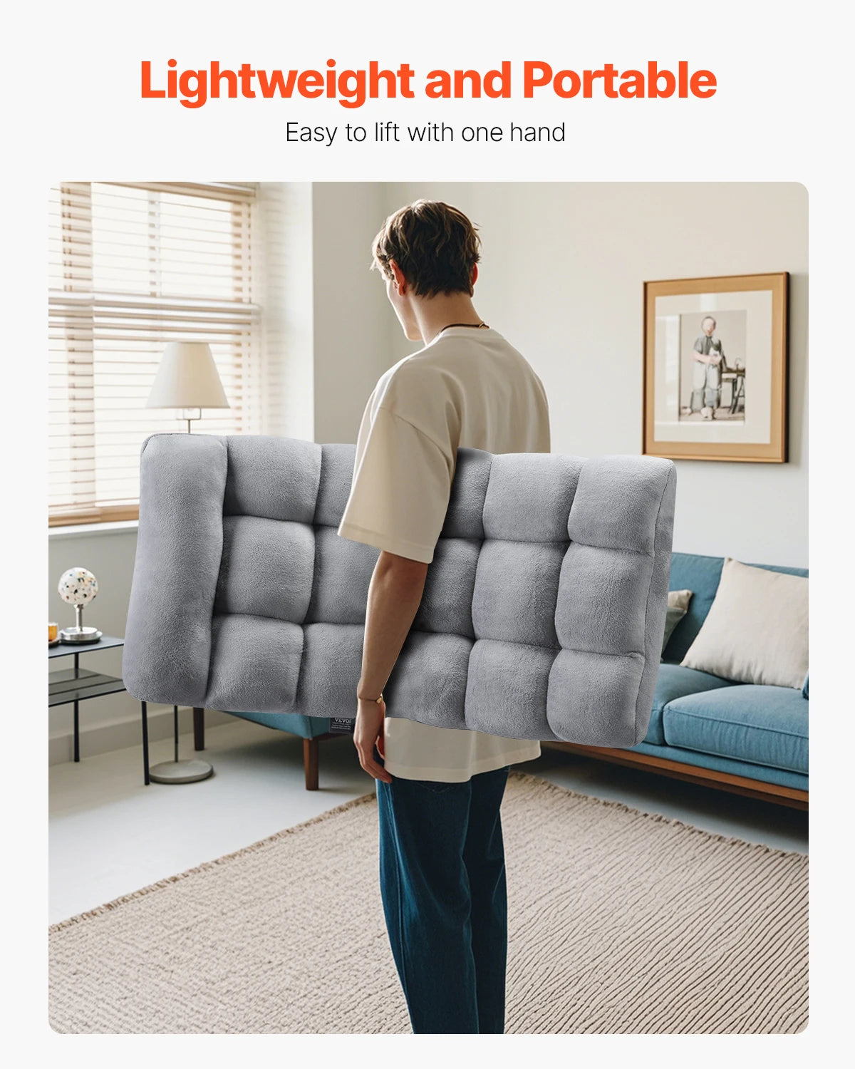 SucceBuy Floor Chair Recycled Foam Folding Sofa Chair Multifunctional Floor Chair with Back Support Ideal for Sleeping Reading