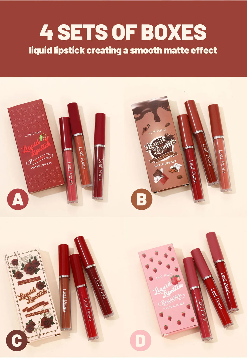 Waterproof Long-lasting Velvet Matte Lip Gloss Set Strawberry Moisturizing Lipstick Kit Beauty Cosmetics Makeup Rose Lip Stain