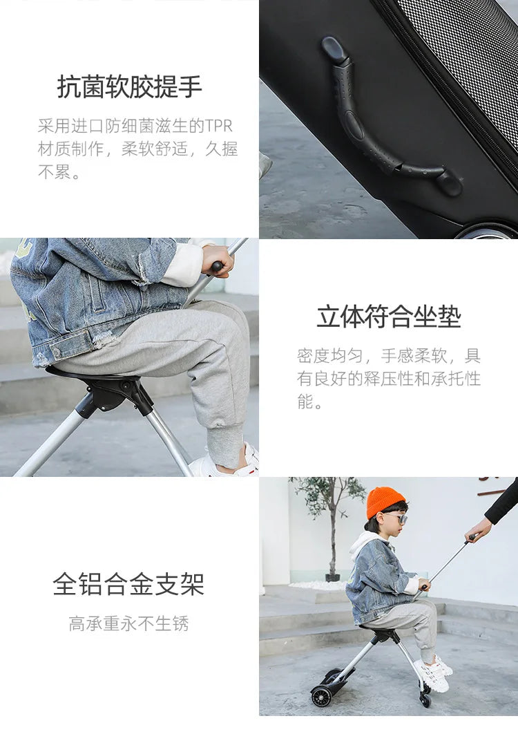 Formsio Kids Scooter Suitcase Lazy Carry On Rolling Luggage Box Sitting Trolley Bag For Baby