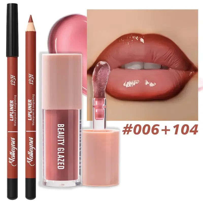 2-Piece Waterproof Matte Lip Set – Lip Liner + Lip Glaze
