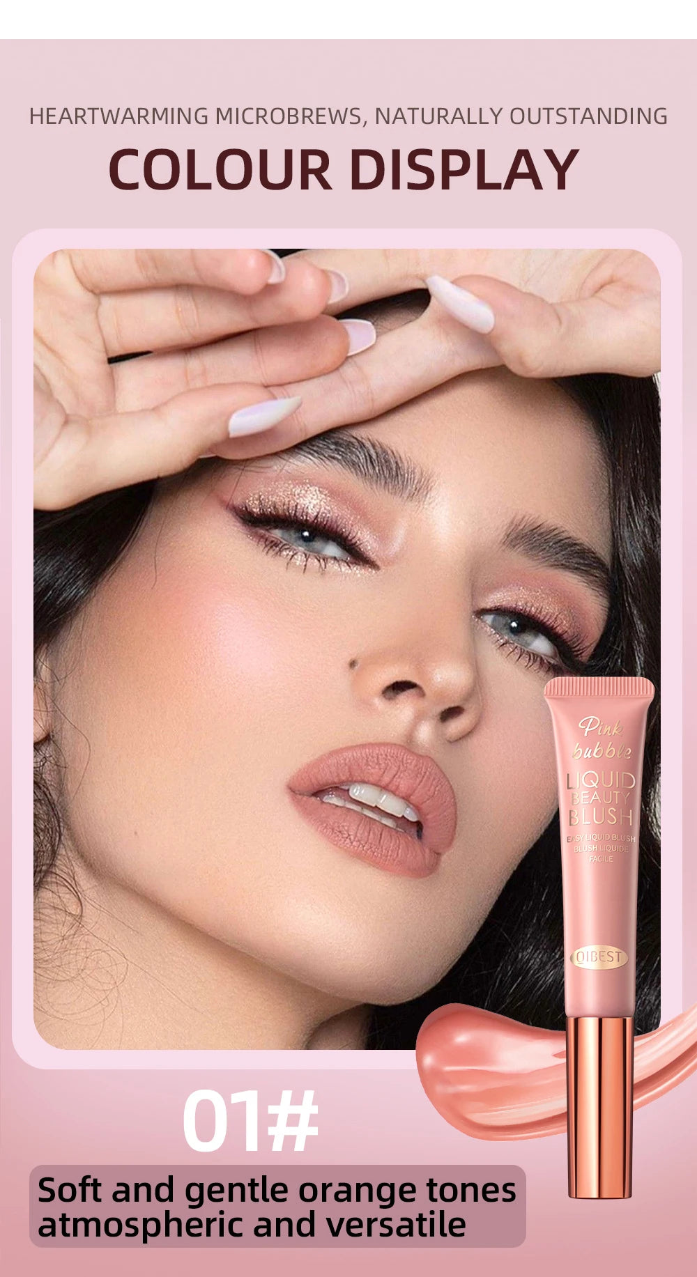 QIBEST Cushion-Applicator Liquid Blush (Waterproof, Soft-Matte)