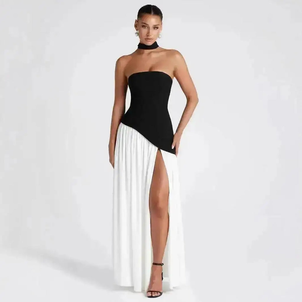 Giyu Sexy Evening Party Dresses Women 2025 Autumn Summer Maxi Long Dress Elegant Strapless Split Backless Pleated Dress