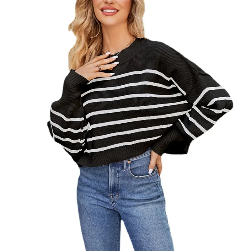 Women’s Solid Color Knit Sweater – Elegant Pullover, Soft Cozy Knitwear Top (Season’s Best Seller)