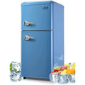 3.2 Cu.ft  Double Door Compact Refrigerator, Mini Fridge with Freezer, Retro Design Small Drink Chiller for Home, Office