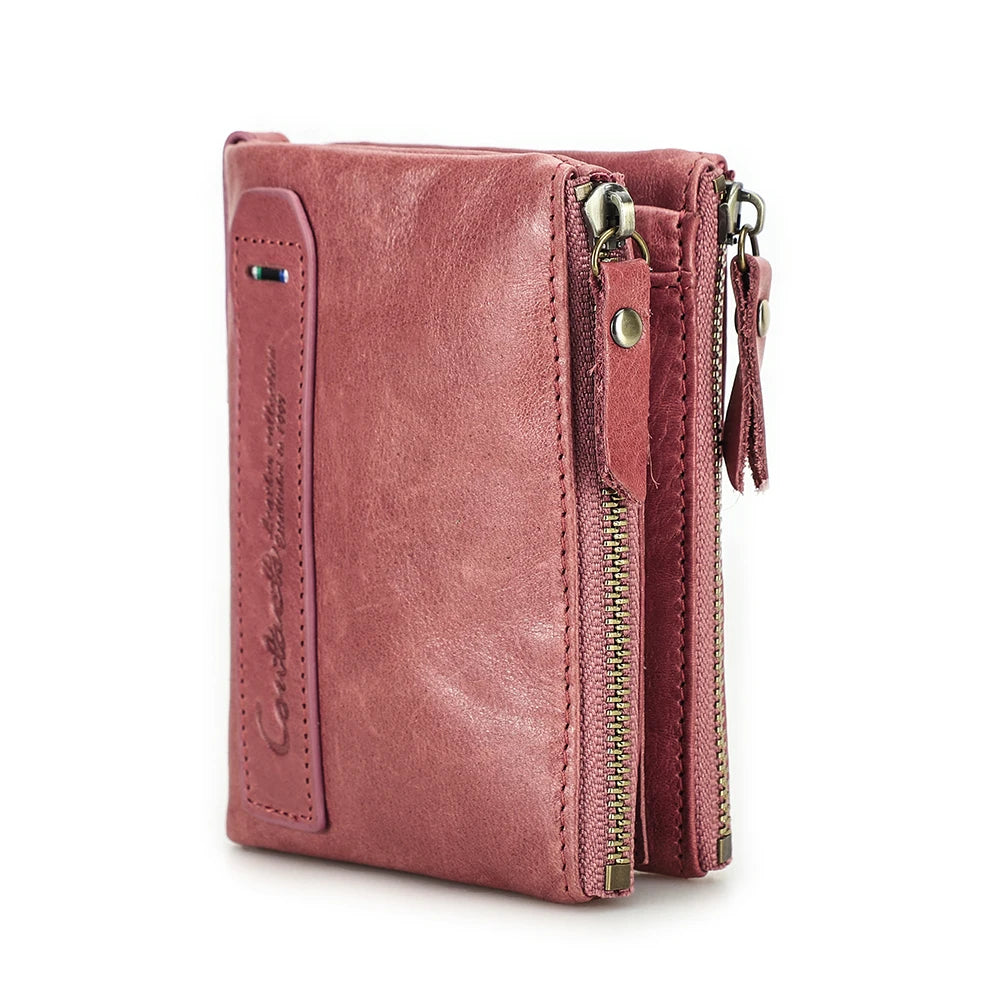 CONTACT'S Fashion Genuine Leather Women Wallet Bifold Card Holder Coin Purse Small Women's Purse Money Clip Men Pocket Wallets
