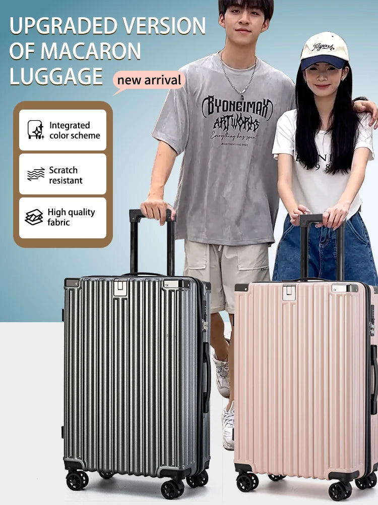 Sturdy Suitcase Aluminum Frame Trolley Case 20 Male and Female Students Universal Wheels 24 Boarding Suitcase Password Leather C