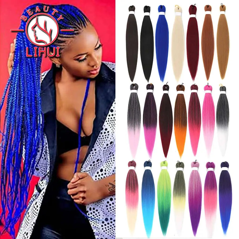 LIHUI Pre-Stretched Jumbo Braids — 26" 90 g Synthetic (Red/Pink, Frosted Colors)