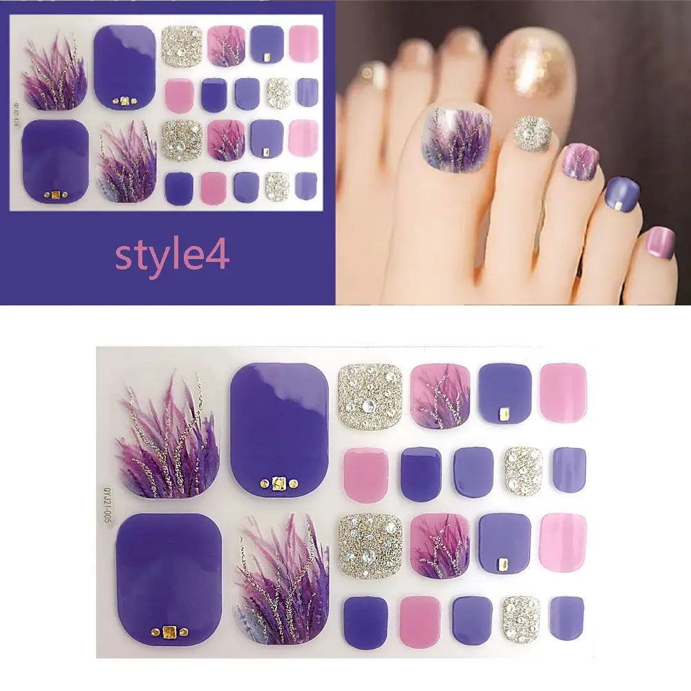 Beauty & Health False Nails Stripe Self-adhesive Waterproof Foot Decorations Manicure Decals Fresh Style Toe Nail Stickers