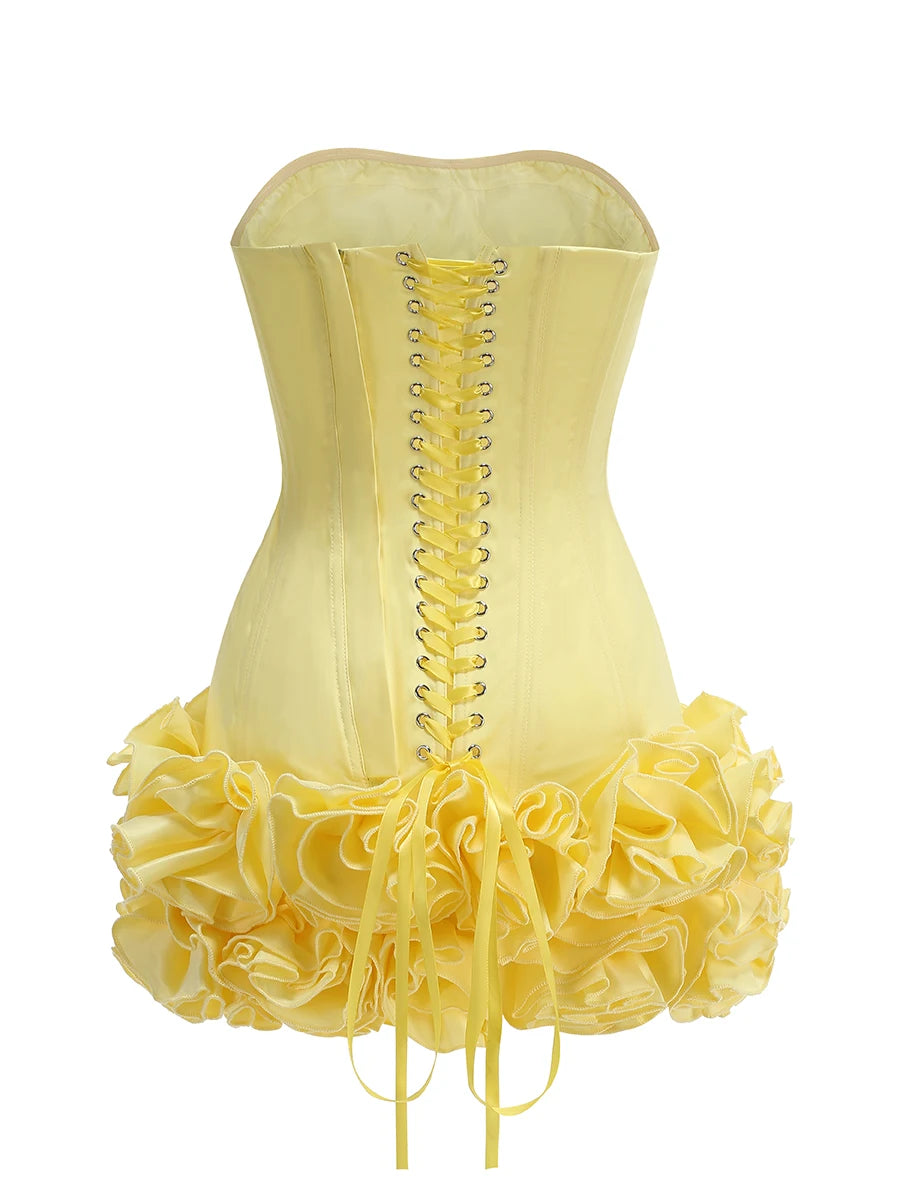 VC Christmas Dress Strapless Backless Red Structured Floral Embellished Mini Length Bodycon Celebrity Party Cocktail Dress