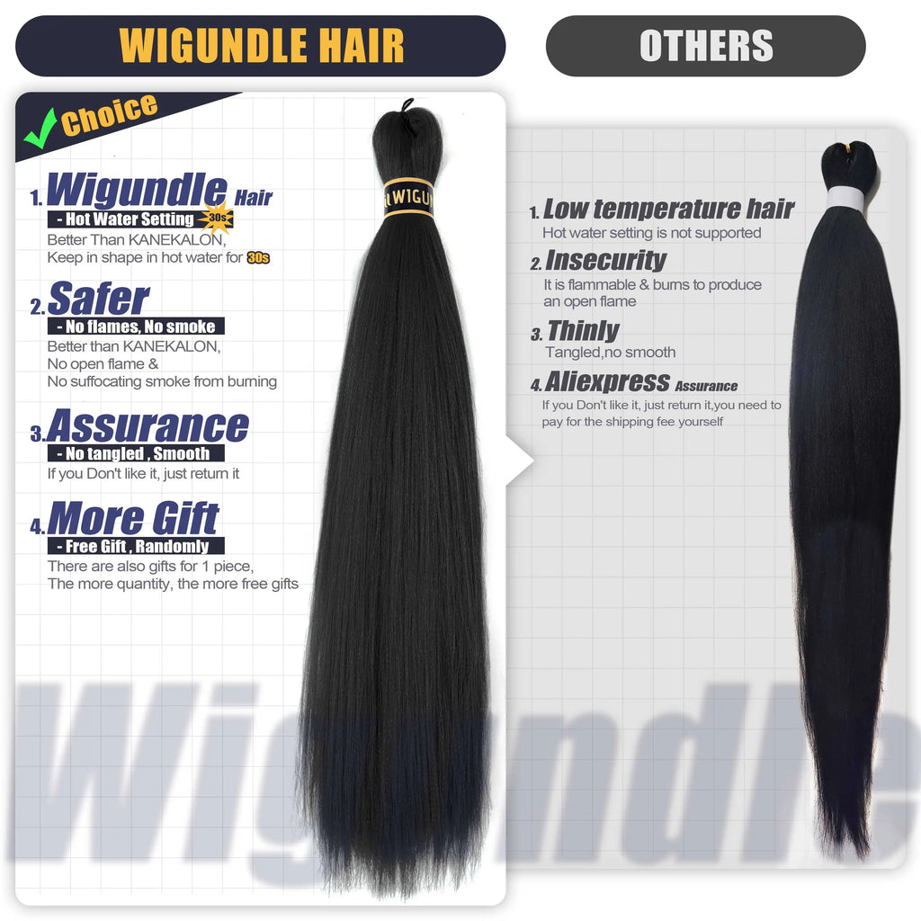 Wigundle Pre-Stretched Braiding Hair — EZ Crochet Yaki Straight (Flame-Retardant Kanekalon)