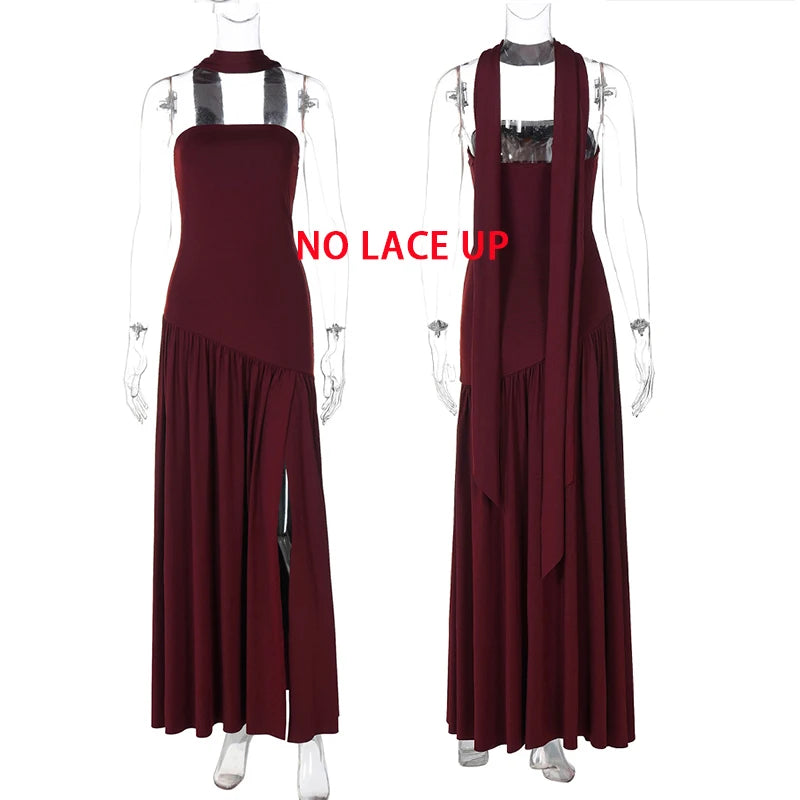Giyu Sexy Evening Party Dresses Women 2025 Autumn Summer Maxi Long Dress Elegant Strapless Split Backless Pleated Dress