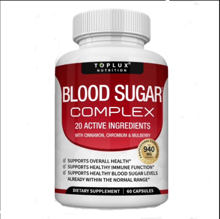 Blood Sugar Complex Supplement - Supports Healthy Blood Sugar Levels, All Natural with Cinnamon, vitamins, Non-GMO, 60 Capsules