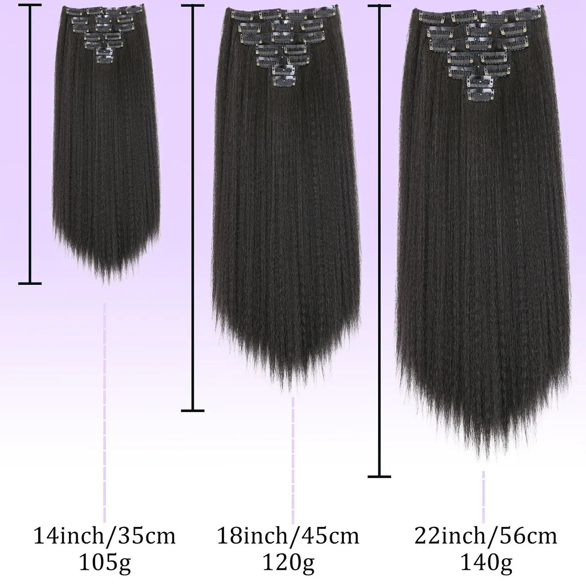 LANSA Synthetic Hair Yaki Clip In Hair Extensions Yaki Straight 7Pcs/set 16Clip-In Hairpieces For Black Women